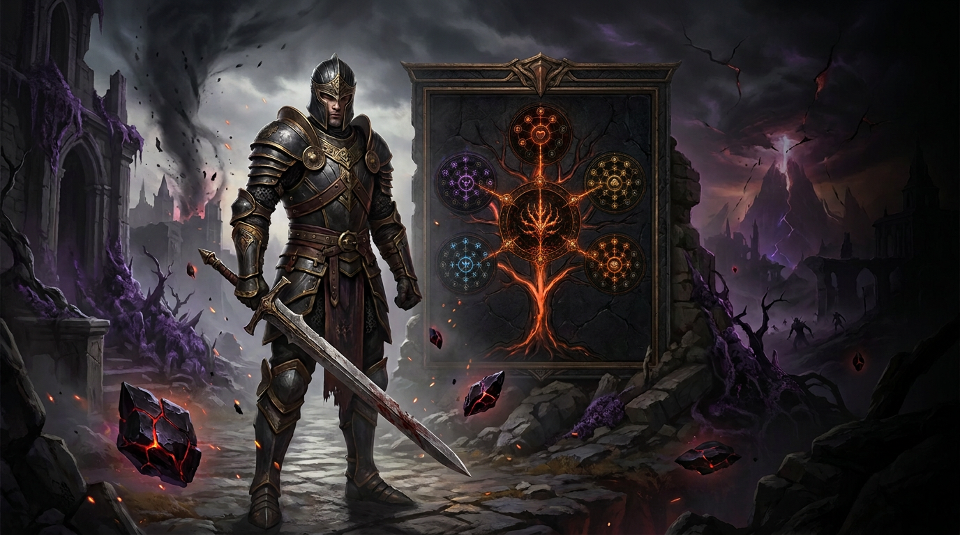 An advanced character beside the Ash Rank system in a transformed seasonal world