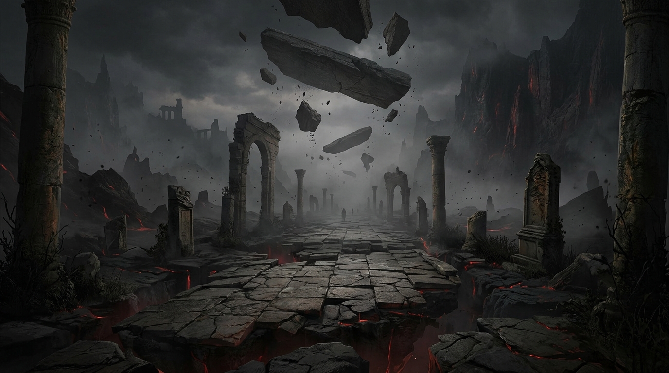 Ruined roads, floating stones and glowing rifts in the Demon Paths